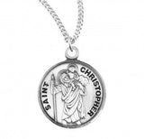 St Christopher SS .8" Round Medal Necklace 20" Chain