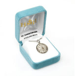 St Christopher SS .8" Round Medal Necklace 20" Chain