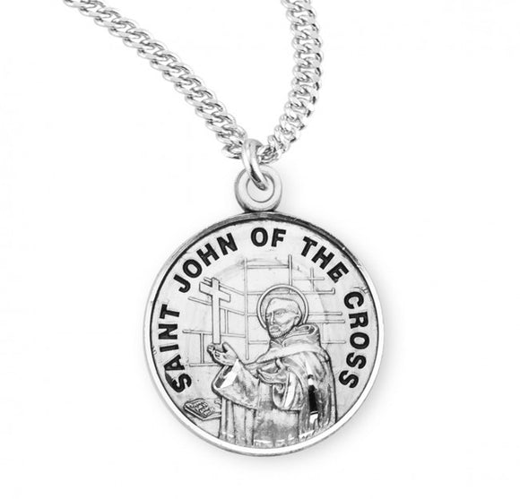 St John of the Cross Round SS Medal 20Inch Chain
