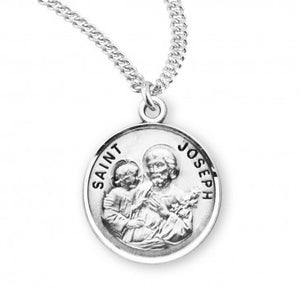 SS St Joseph Round Medal 20 Inch Chain