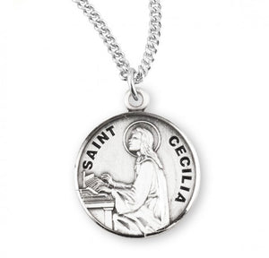 St Cecilia SS .9" Round Medal Necklace 18" Chain