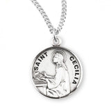 St Cecilia SS .9" Round Medal Necklace 18" Chain