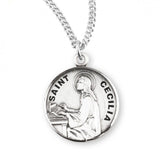St Cecilia SS Round Medal 18 Inch Chain