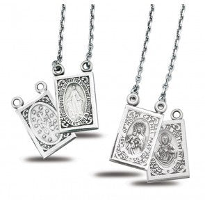 SS Two Piece Scapular Miraculous Medal Necklace