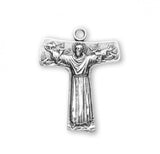 St Francis SS Small Tao Cross Necklace 18 Inch Chain