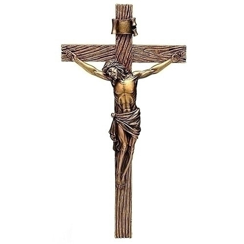 20” Carved Resin Crucifix with Antique Gold Corpus