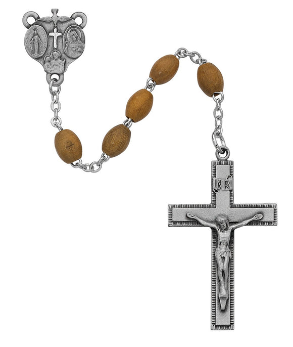 Deluxe Olive Wood Oval Rosary