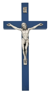 10" Blue Wood Crucifix