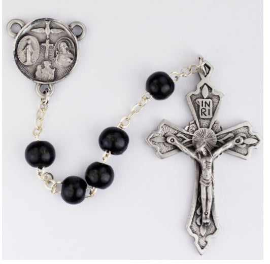 7MM Black Round Wood Rosary