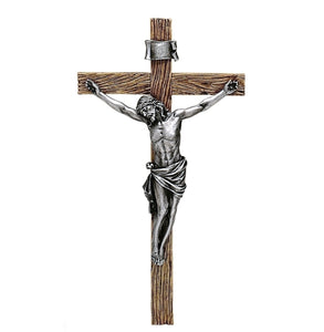 8.5” Carved Resin Crucifix with Antique Silver Corpus