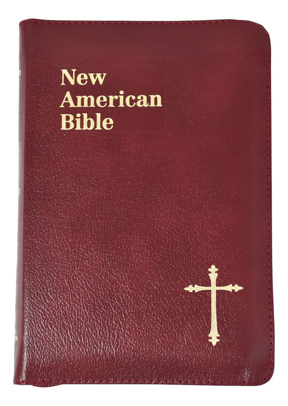 New American Bible Personal Size Gift Edition Burgundy Leather With Zipper