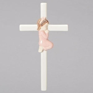 7.5" Praying Girl Porcelain Cross