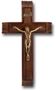 12" Walnut Sick Call Crucifix with Gold Corpus