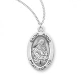 St Anne SS .9" Small Oval Medal Necklace 18" Chain