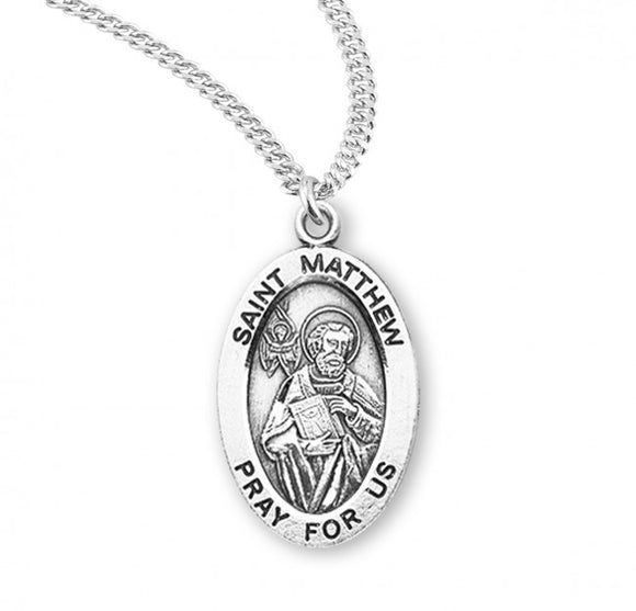St Matthew SS Small Oval Necklace