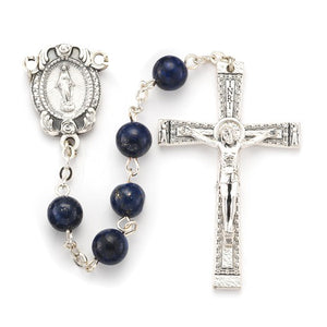 8MM Round Genuine Lapis Round Stone Rosary