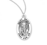 St Brigid SS Oval Necklace 18 Inch Chain