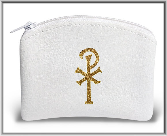 White Chi Rho Rosary Pouch