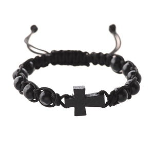 Black Corded Cross Bracelet C