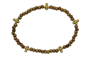 Brown Wood Cross Stretch Bracelet