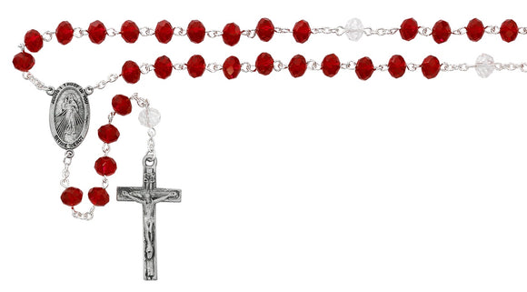 Red Divine Mercy Chaplet with Prayer Card