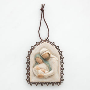 Holy Family Metal-Edged Willow Tree Ornament
