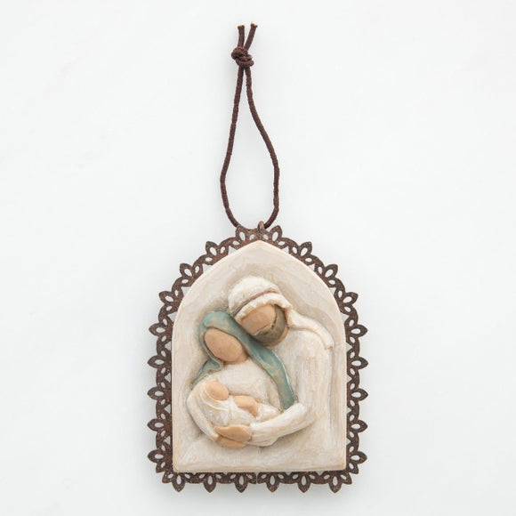 Holy Family Metal-Edged Willow Tree Ornament